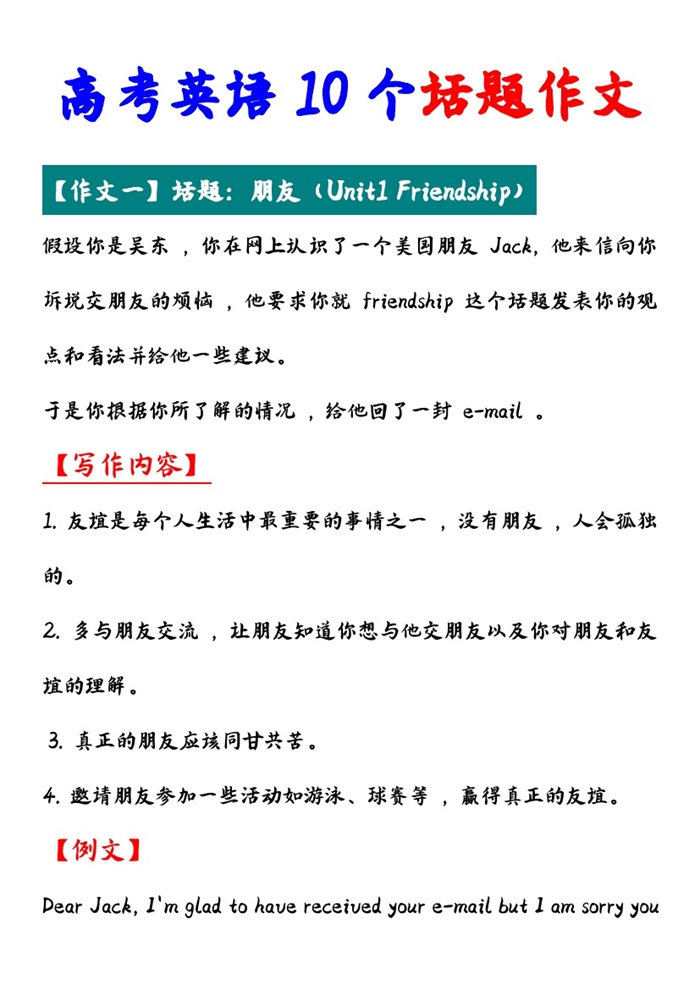 高考英语10个话题作文.pdf可打印-找题宝